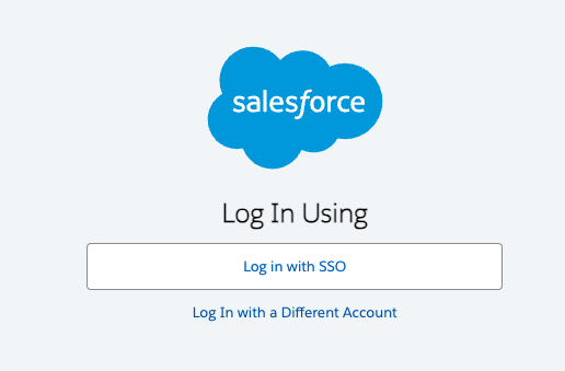 Salesforce login screen with the Log in with SSO button